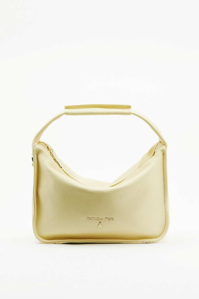 Contemporary Hobo small leather shoulder bag, Yellow, Patrizia Pepe