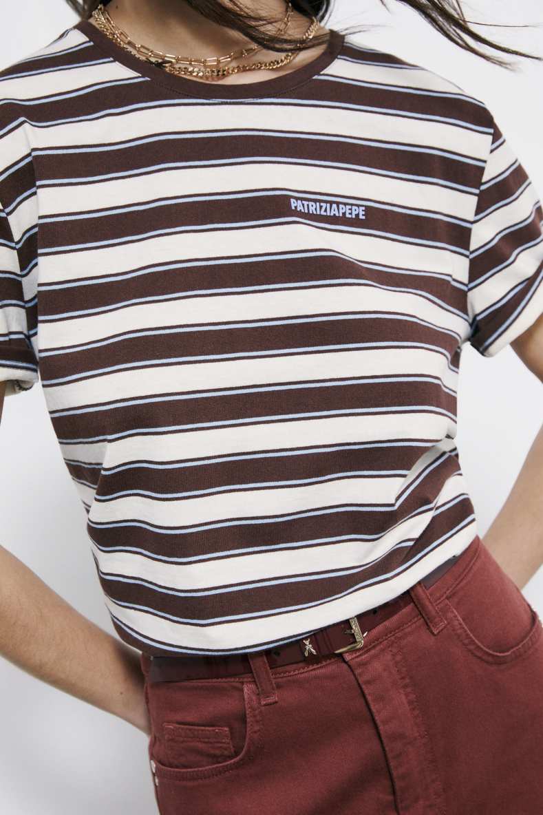 Ремень из глянцевой кожи для ношения на заниженной талии, Коричневый, Patrizia Pepe