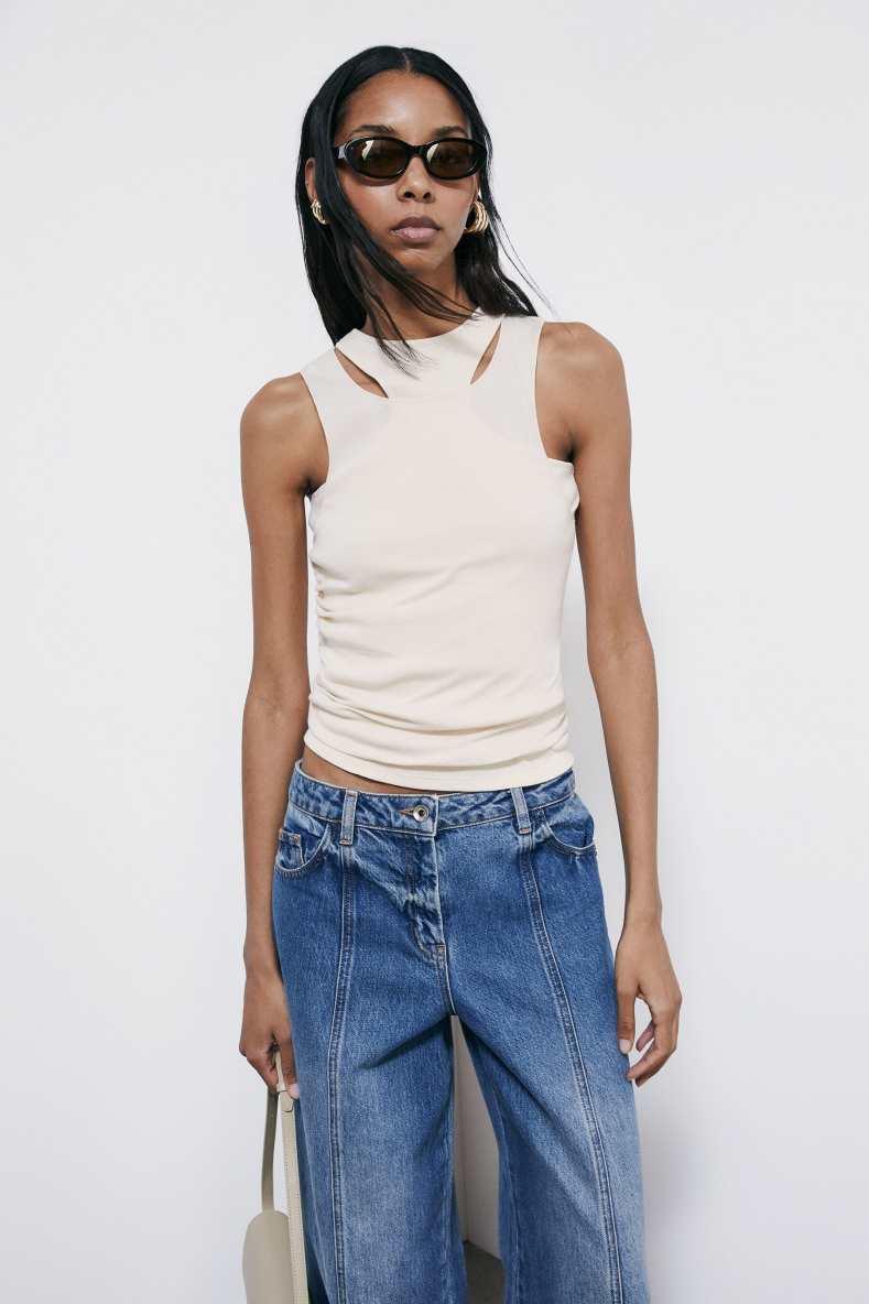 Double layer jersey tank top, White, Patrizia Pepe