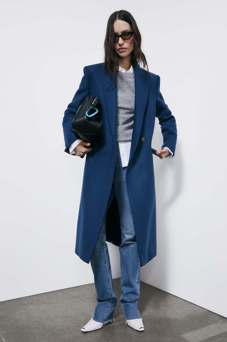 Long double-breasted coat, Blue, Patrizia Pepe