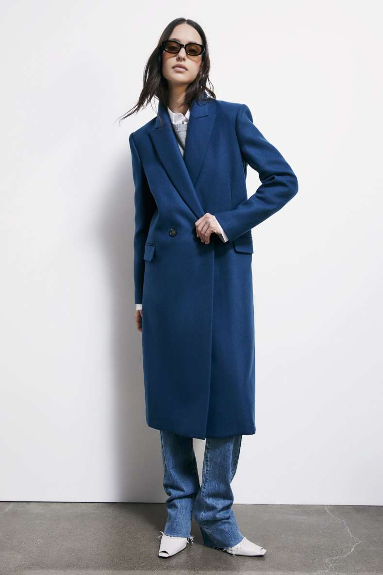 Long double-breasted coat, Blue, Patrizia Pepe