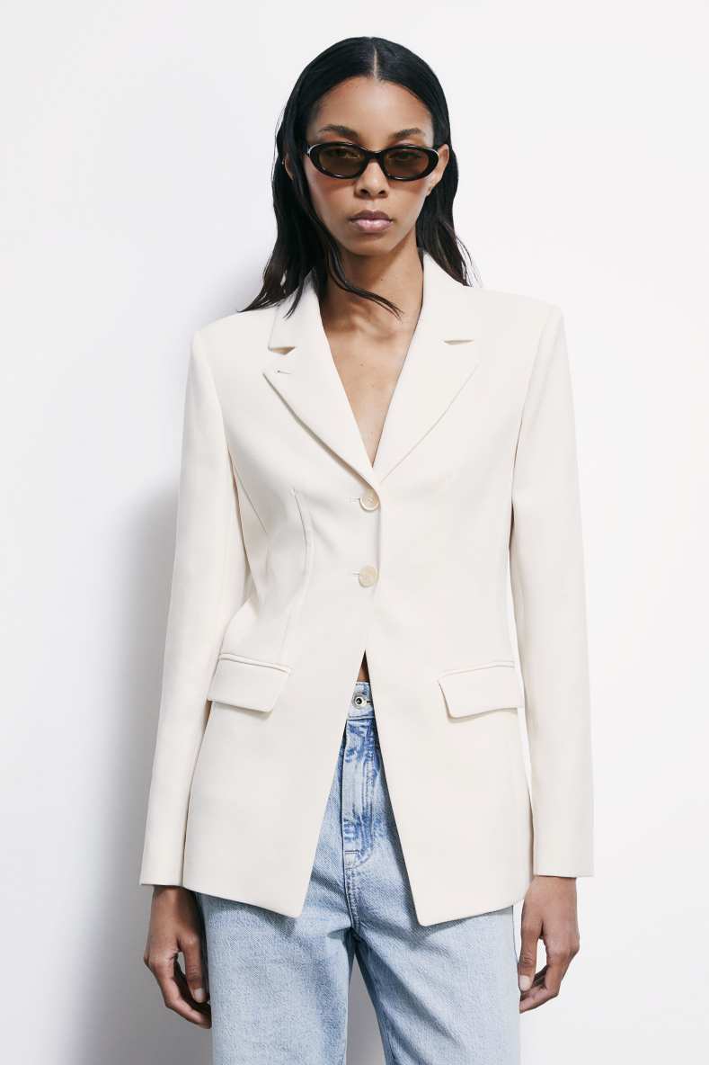 Slim tailored blazer, White, Patrizia Pepe