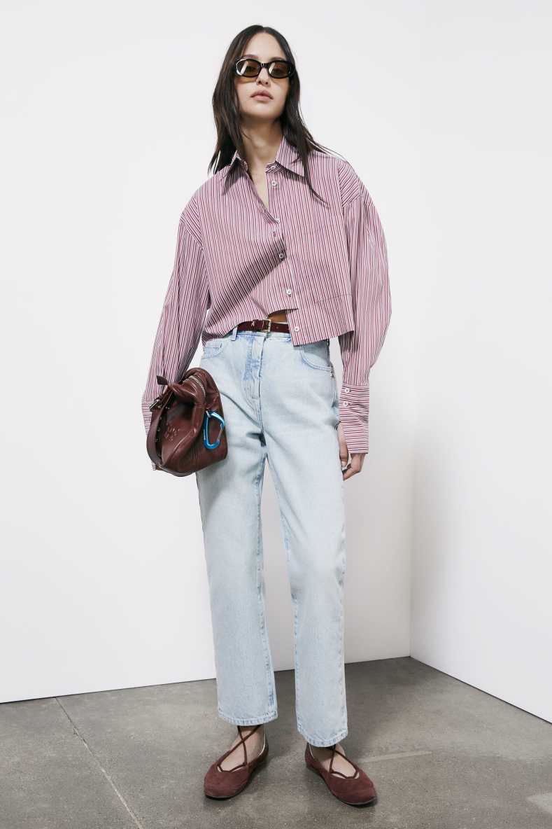 Striped poplin cropped shirt, Stripes, Patrizia Pepe