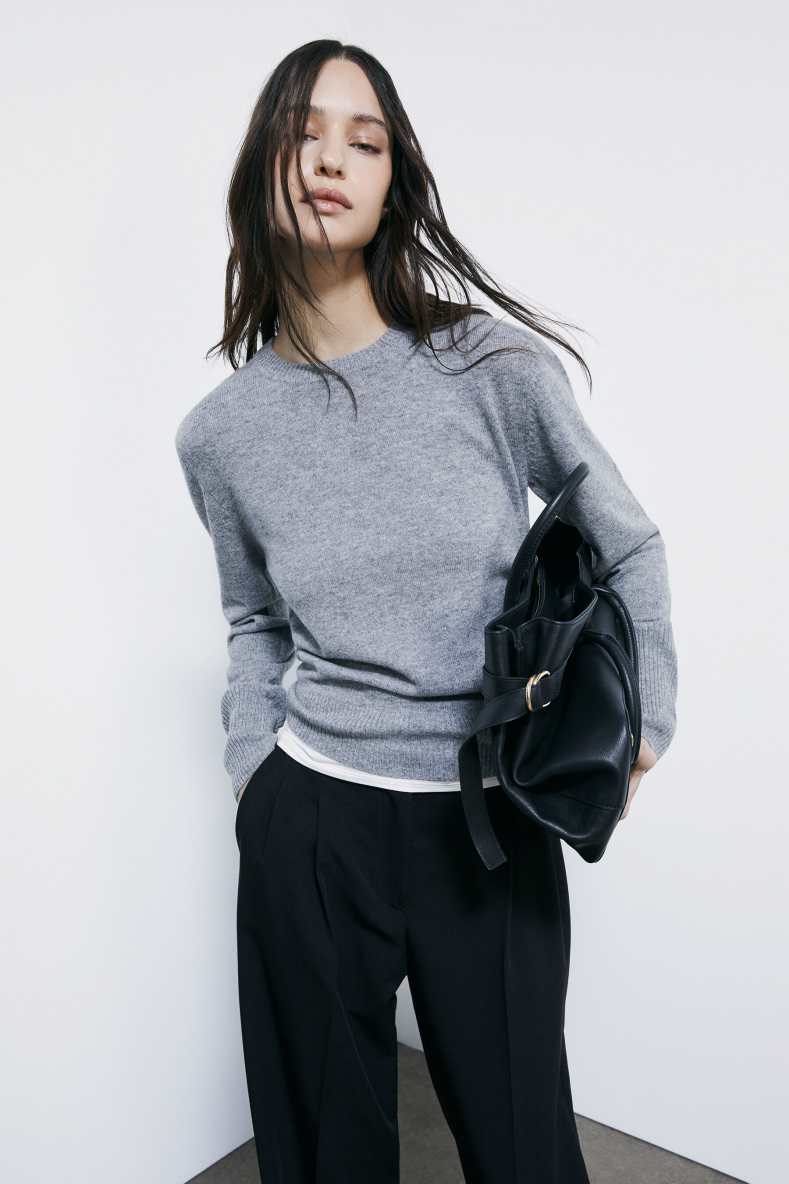 Crew neck cashmere sweater, Grey, Patrizia Pepe