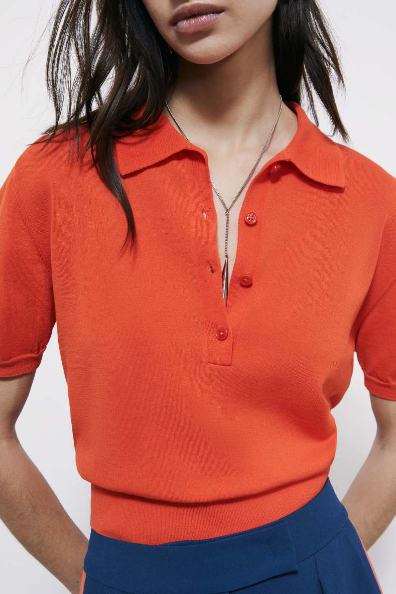 Light knit polo shirt, Orange, Patrizia Pepe