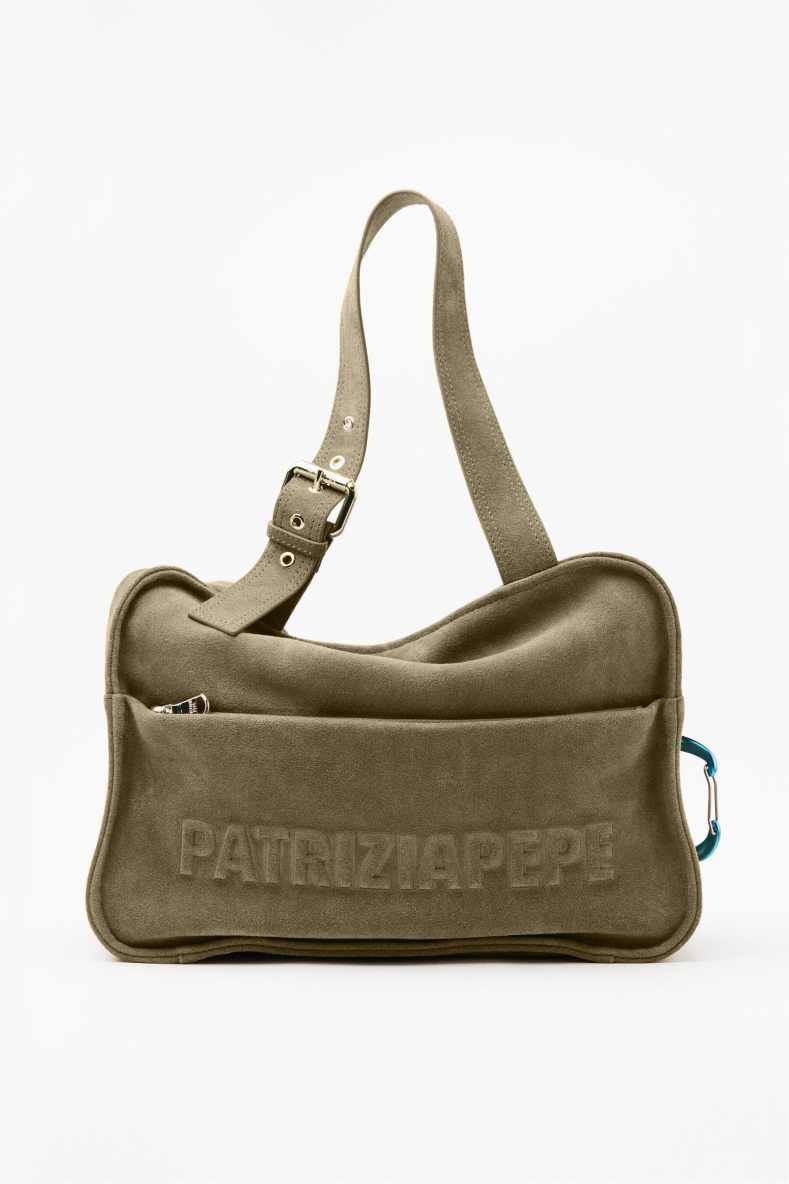 (IM)PERFECTION suede shopping bag, Green, Patrizia Pepe