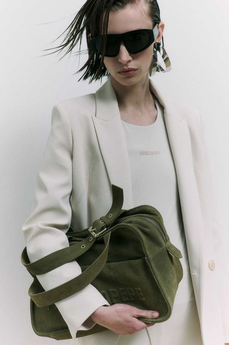 (IM)PERFECTION suede shopping bag, Green, Patrizia Pepe