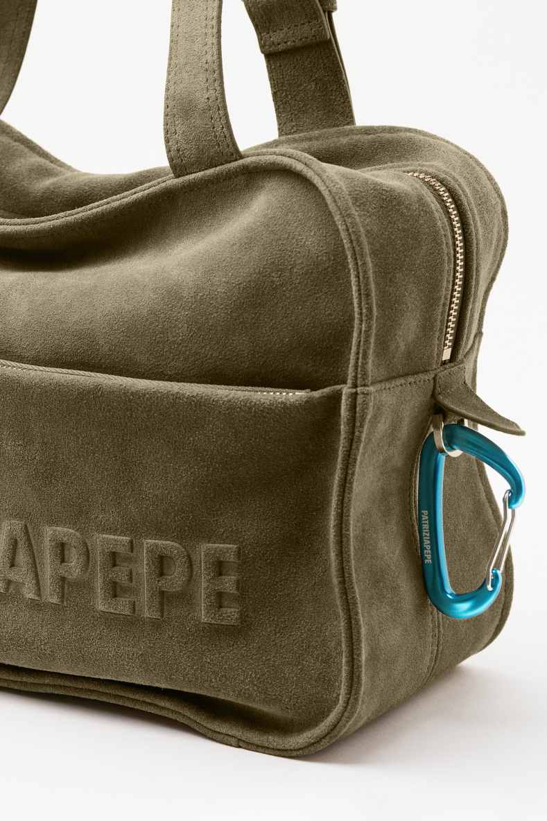 Sac shopping en daim (IM)PERFECTION, Vert, Patrizia Pepe