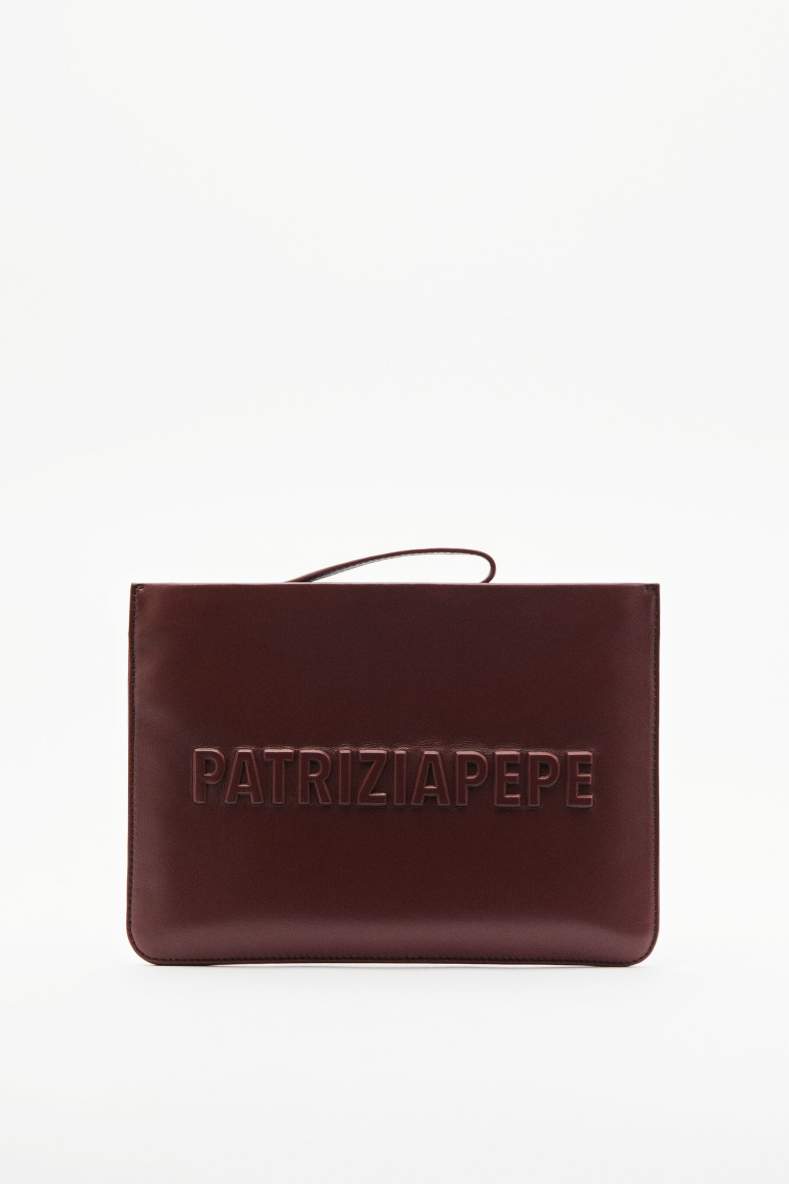 Сумка-клатч (IM)PERFECTION из кожи, Коричневый, Patrizia Pepe
