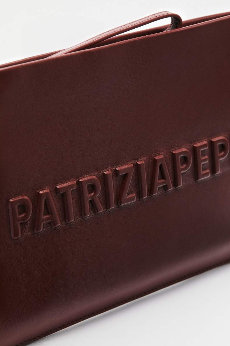 Сумка-клатч (IM)PERFECTION из кожи, Коричневый, Patrizia Pepe