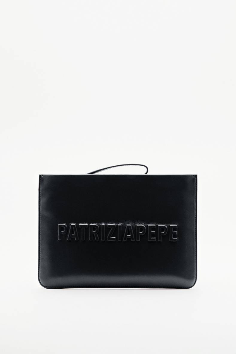 Сумка-клатч (IM)PERFECTION из кожи, Черный, Patrizia Pepe