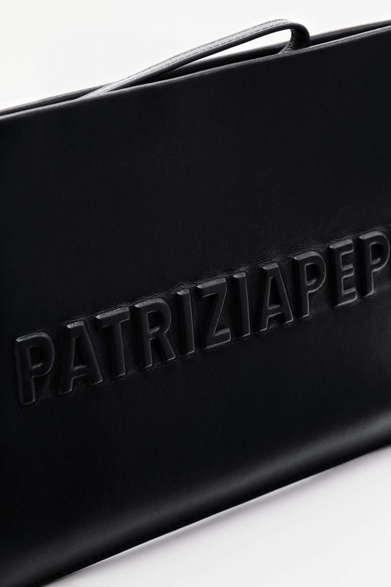 Сумка-клатч (IM)PERFECTION из кожи, Черный, Patrizia Pepe