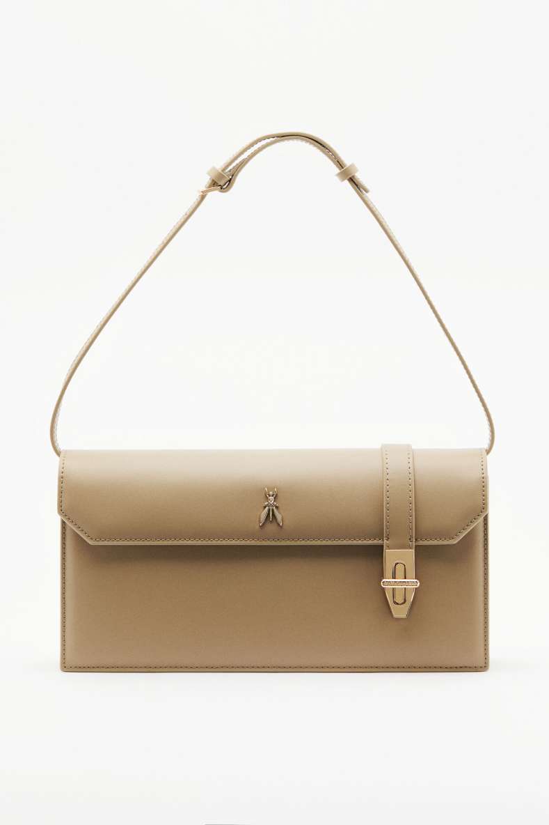 Жесткая горизонтальная сумка Modern Utility из кожи, Бежевый, Patrizia Pepe