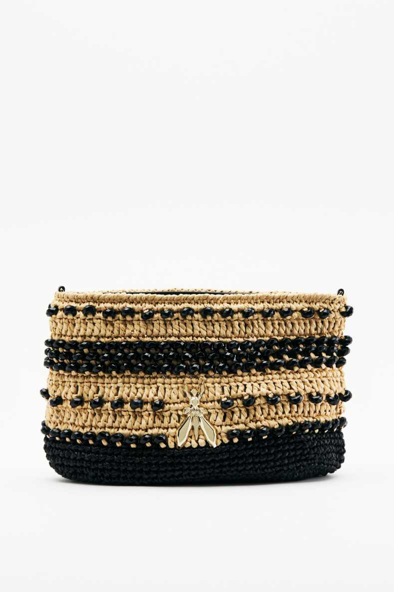 Raffia clutch, Black/Natural, Patrizia Pepe
