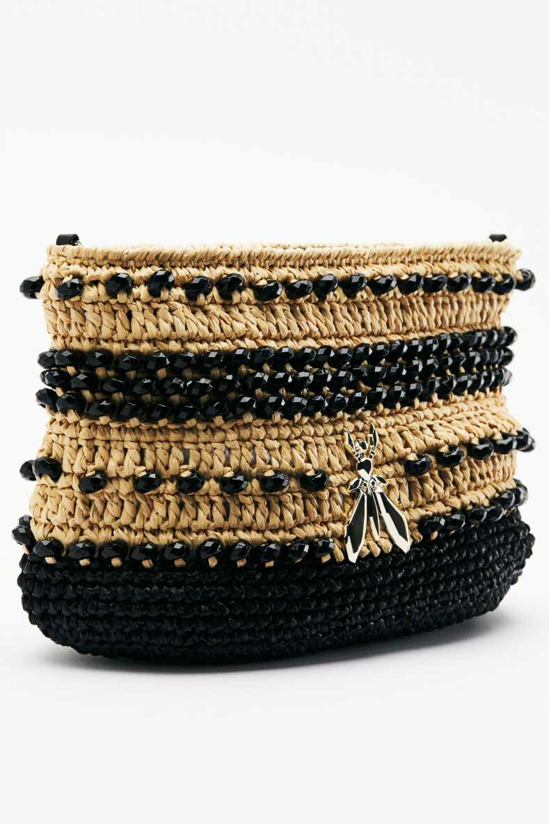 Raffia clutch, Black/Natural, Patrizia Pepe