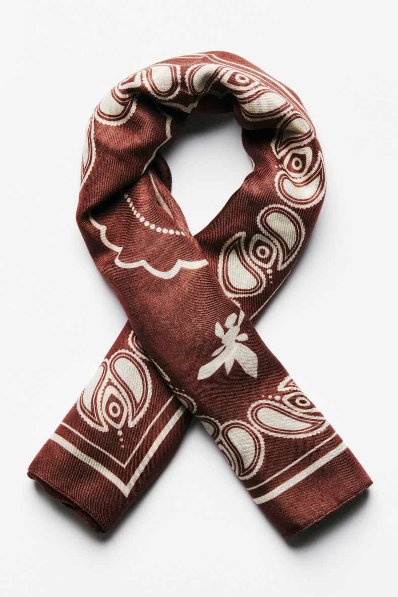 Modal scarf with graphic print, Brown, Patrizia Pepe