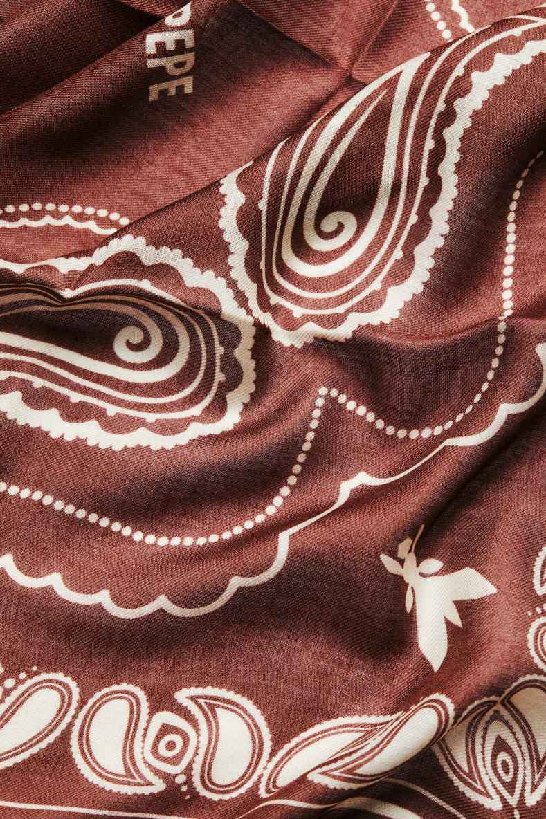 Modal scarf with graphic print, Brown, Patrizia Pepe