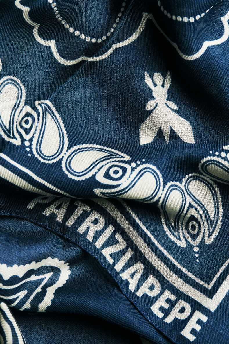 Шарф с графическим принтом, Cиний/бежевый, Patrizia Pepe