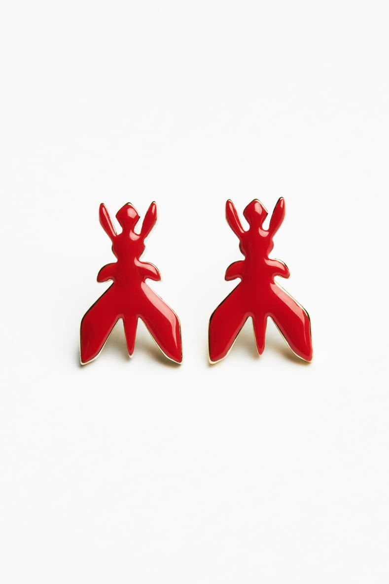 Boucles d'oreilles Fly en laiton, Rouge, Patrizia Pepe