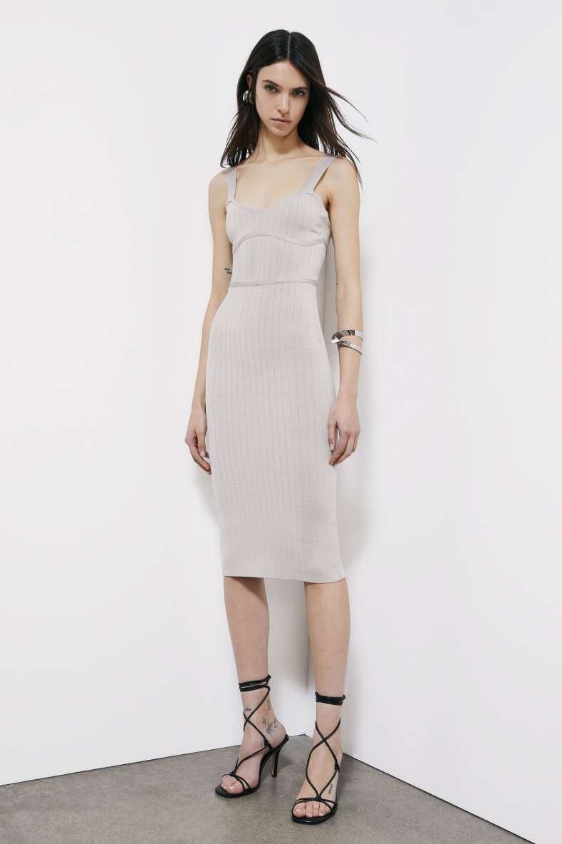 Fitted jacquard knit midi dress, Grey, Patrizia Pepe