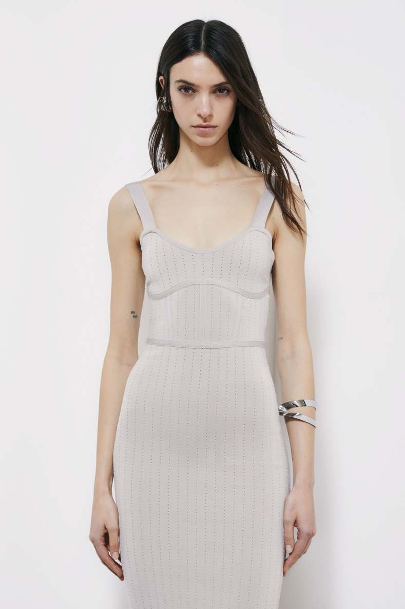 Fitted jacquard knit midi dress, Grey, Patrizia Pepe