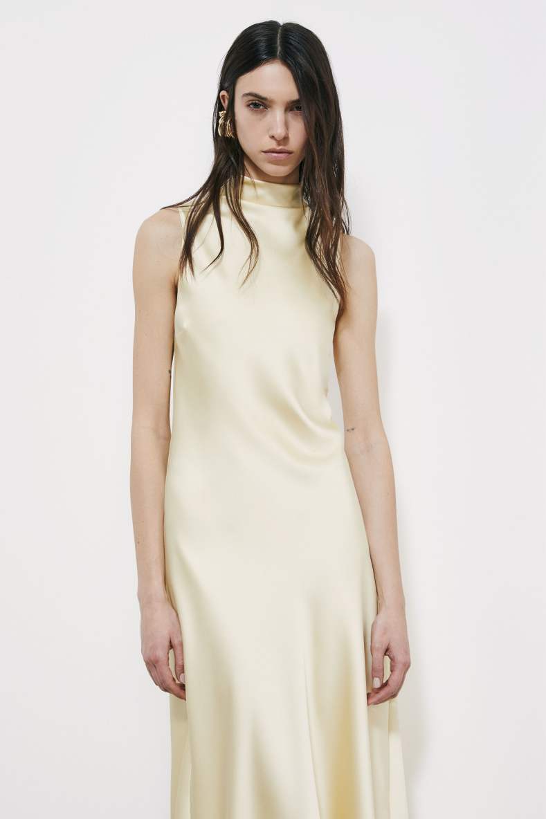 Flowing satin midi dress, Yellow, Patrizia Pepe