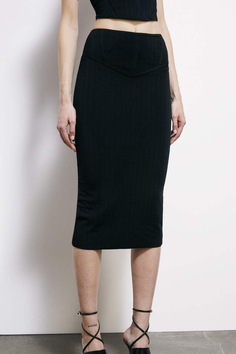 Jacquard knit midi skirt, Black, Patrizia Pepe