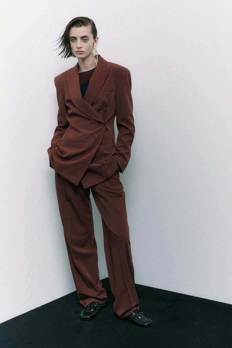 Palazzo pants with pleats, Brown, Patrizia Pepe