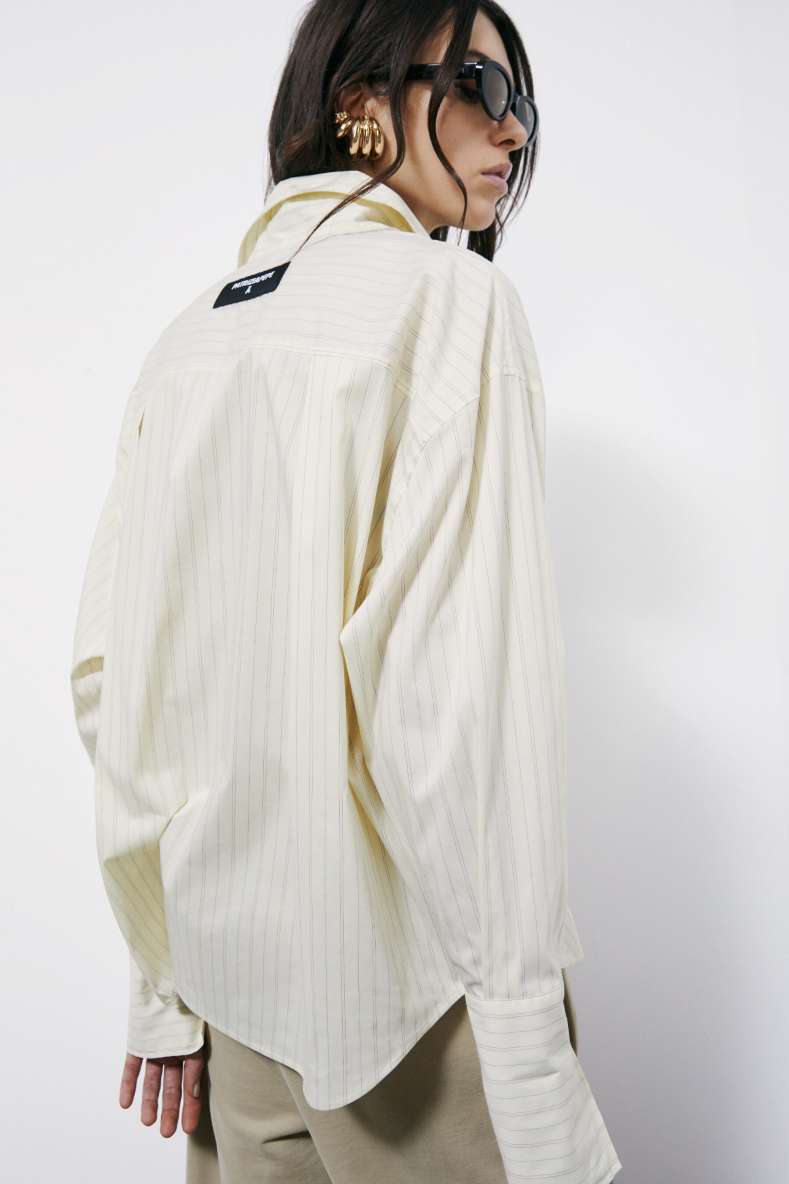 Striped poplin oversized shirt, Yellow, Patrizia Pepe