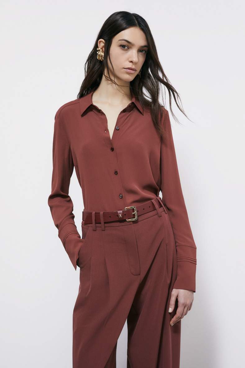 Soft viscose shirt, Brown, Patrizia Pepe
