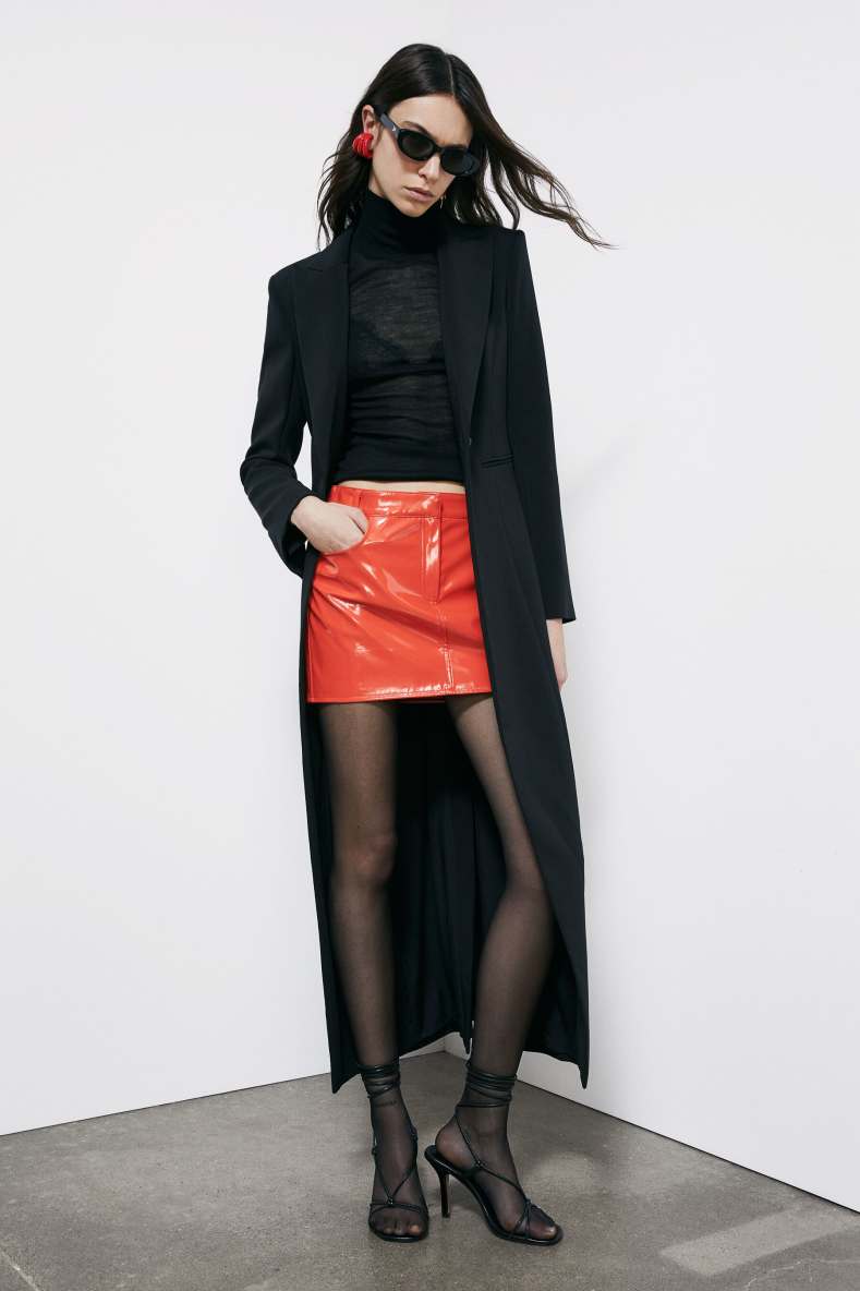 Glossy miniskirt, Orange, Patrizia Pepe