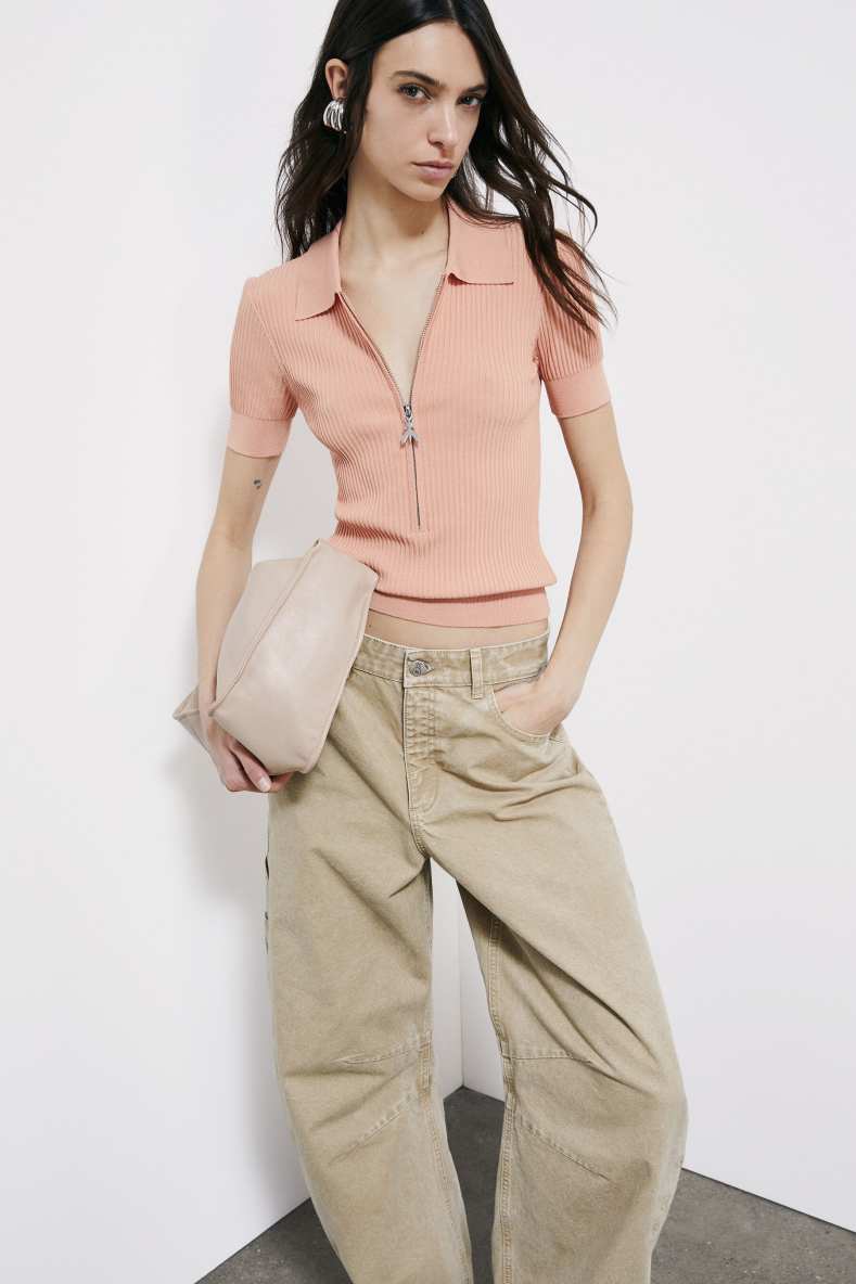 Light knit polo shirt, Pink, Patrizia Pepe