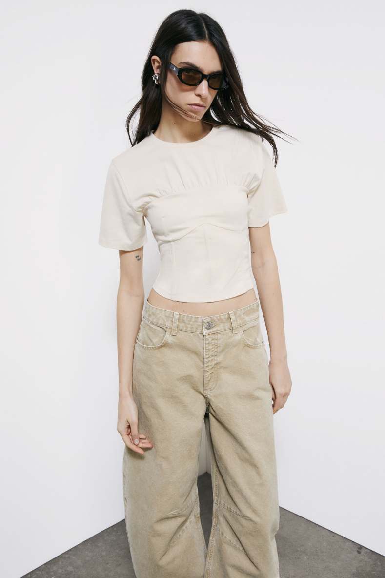 Cotton bustier T-shirt, White, Patrizia Pepe