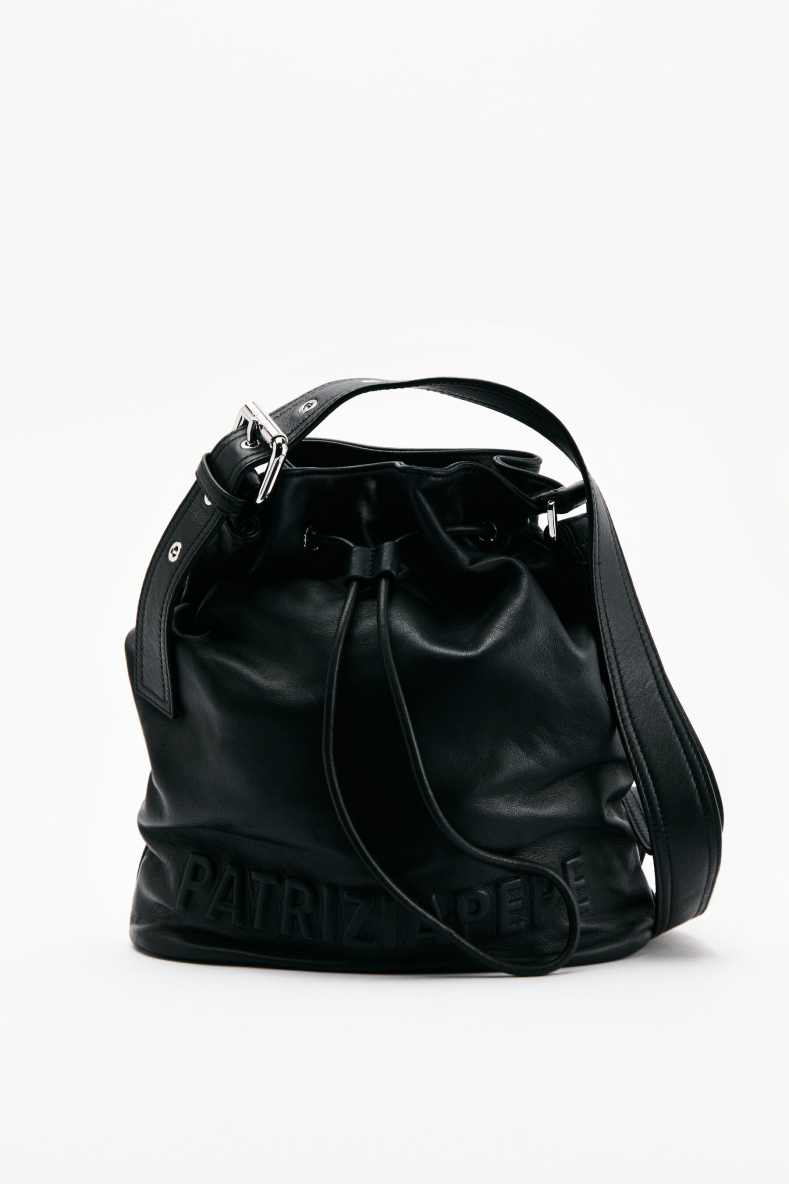 (IM)PERFECTION leather bucket bag medium, Black, Patrizia Pepe