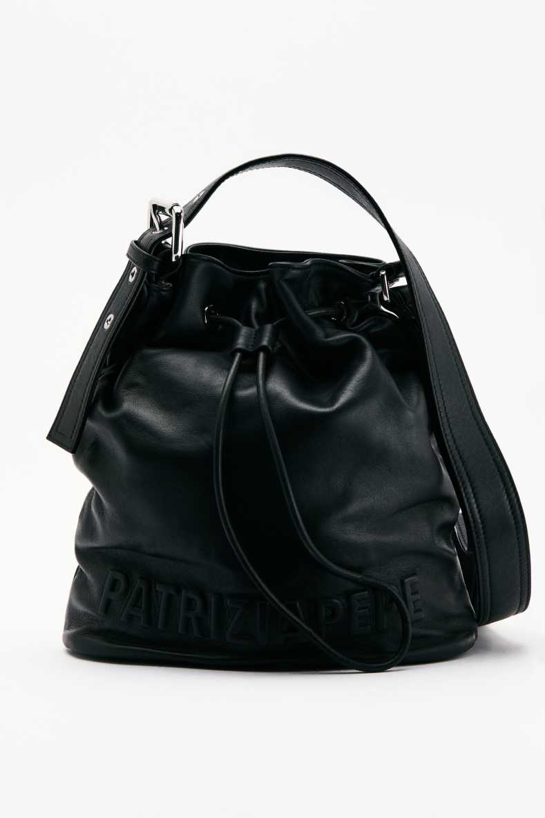 (IM)PERFECTION leather bucket bag large, Black, Patrizia Pepe