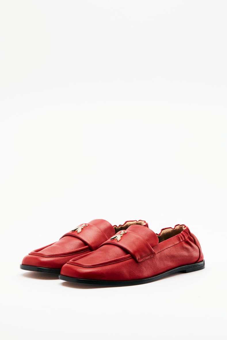 Soft Square leather loafers, Red, Patrizia Pepe