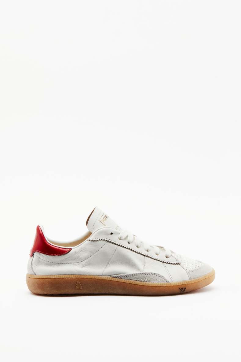 SKIN nappa leather sneakers with glossy details, White/Red, Patrizia Pepe