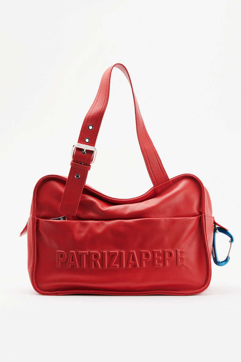 (IM)PERFECTION shopping bag in leather, Red, Patrizia Pepe