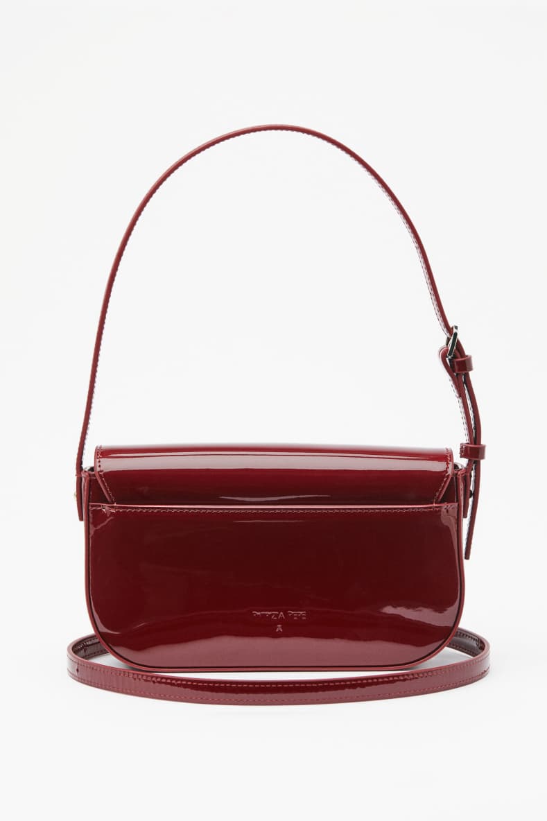 "ESSENTIAL" Fly glossy leather shoulder bag, Red, Patrizia Pepe