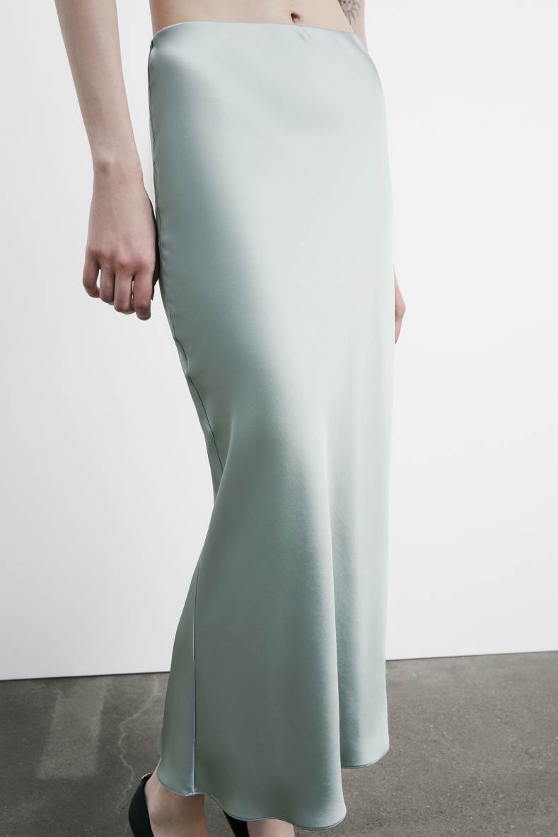 Satin midi skirt, Green, Patrizia Pepe