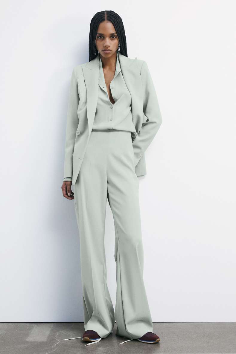 Belted palazzo-fit pants, Green, Patrizia Pepe