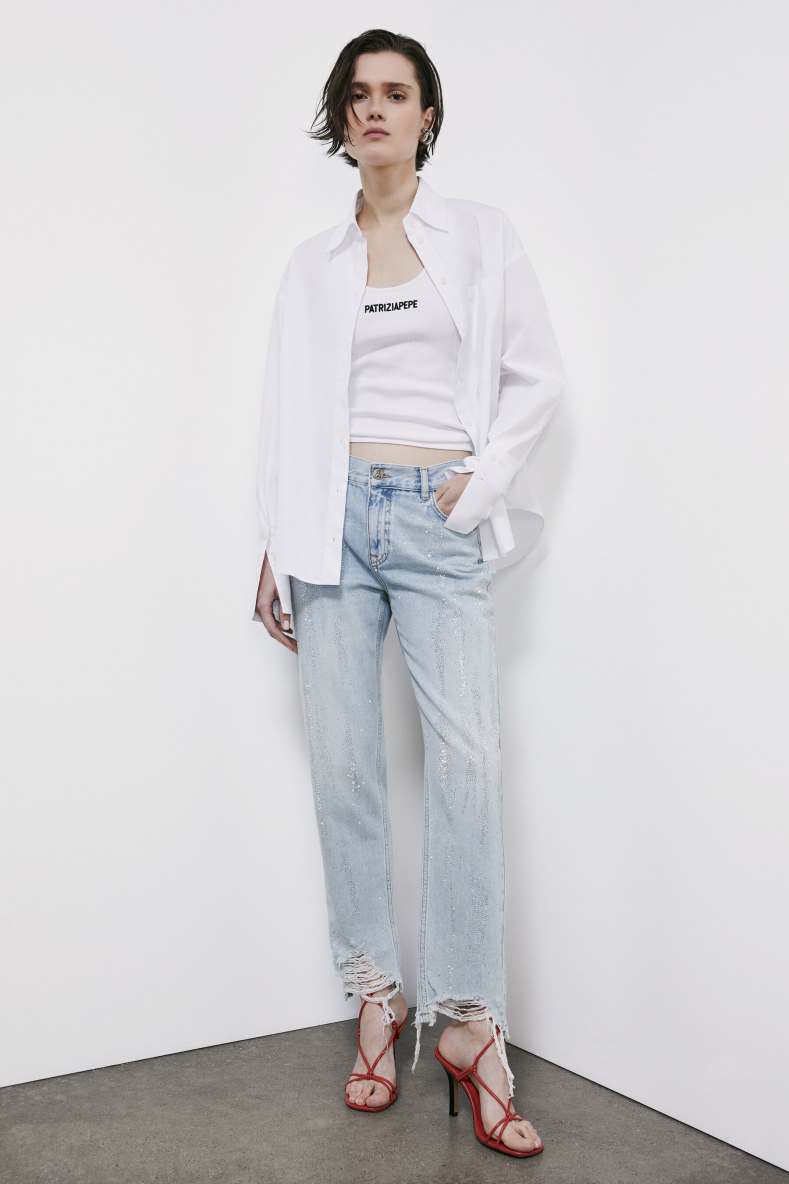 Oversized poplin shirt, White, Patrizia Pepe