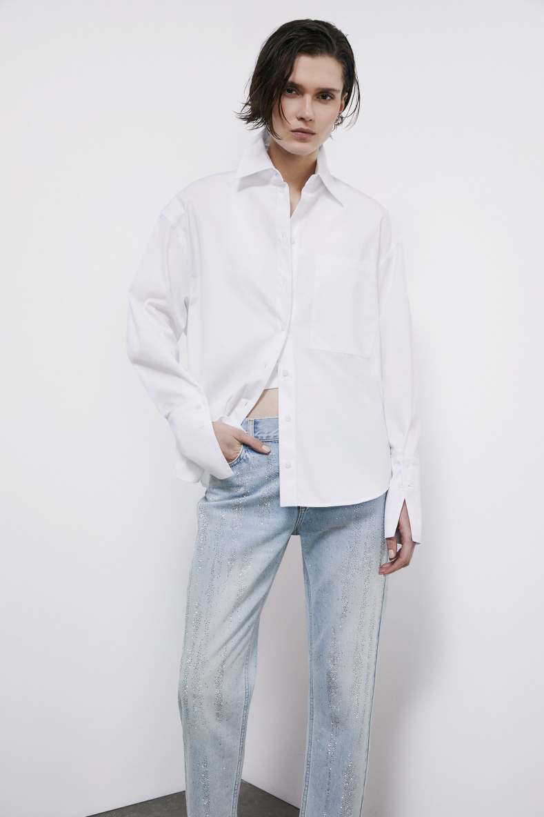 Oversized poplin shirt, White, Patrizia Pepe