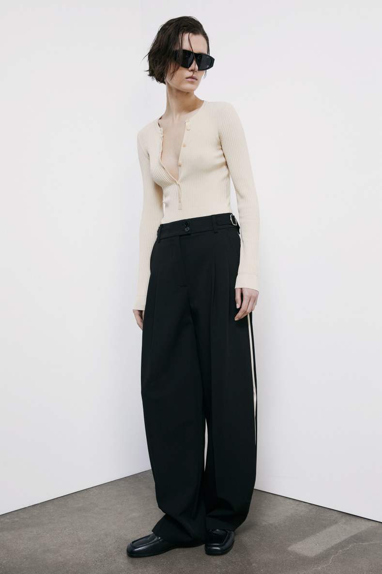 Ribbed bodysuit with buttons, White, Patrizia Pepe