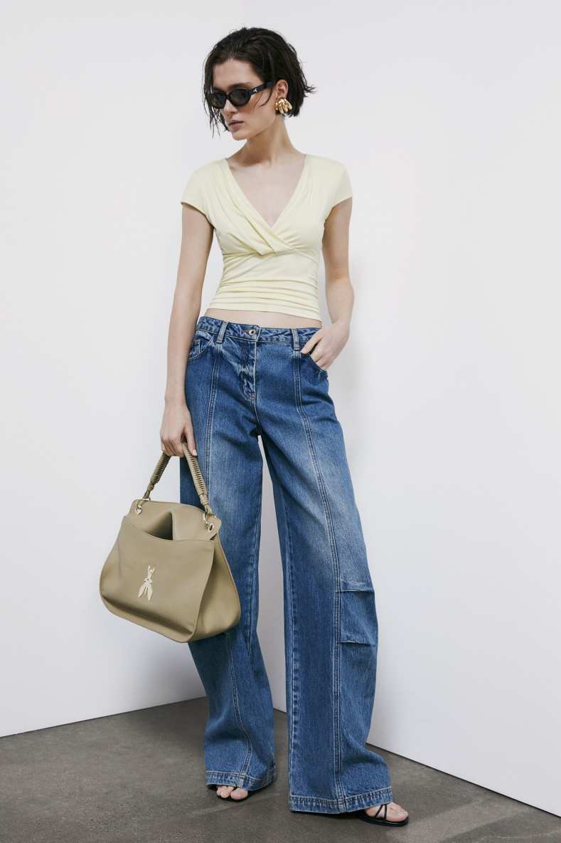 Light T-shirt with draping, Yellow, Patrizia Pepe