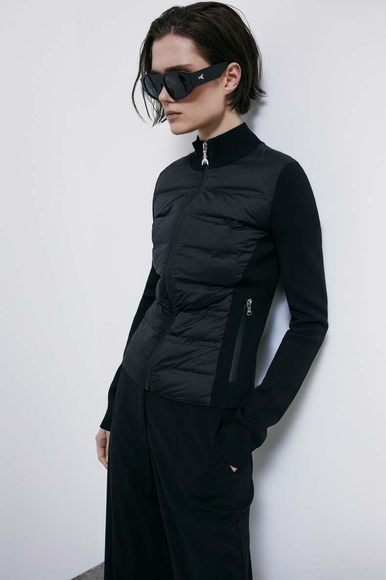 Ультралегкий пухлвик с трикотажными вставками, Черный, Patrizia Pepe