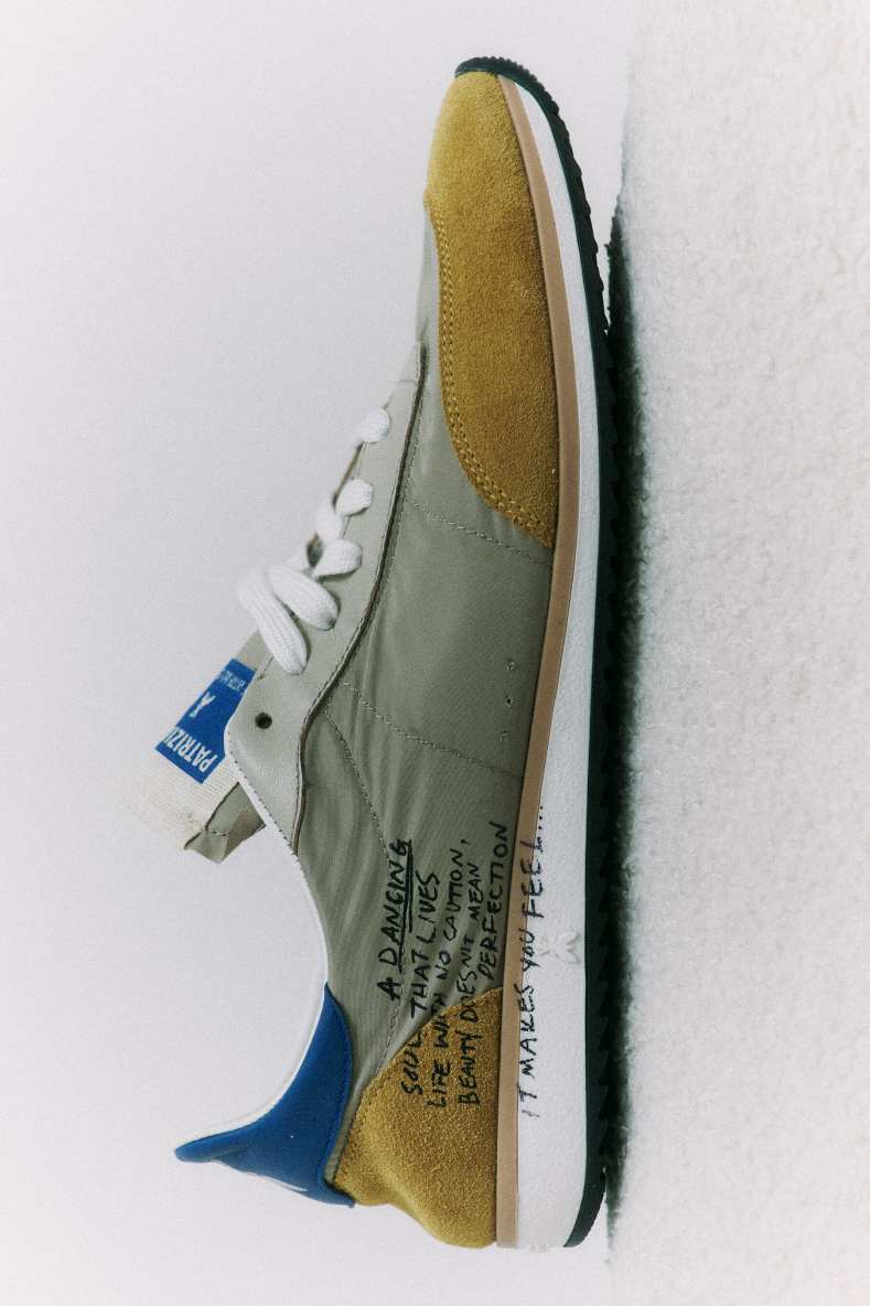 Сникеры Running SKIN из нейлона с надписью, Синий / Охра, Patrizia Pepe