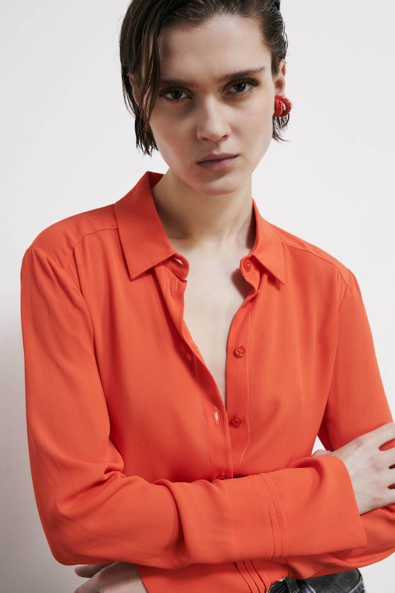 Soft viscose shirt, Orange, Patrizia Pepe