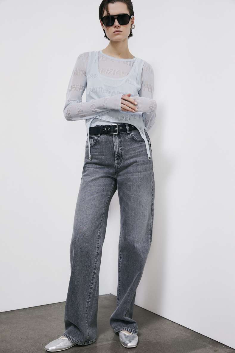 Pullover mit perforiertem Logo, Hellblau, Patrizia Pepe