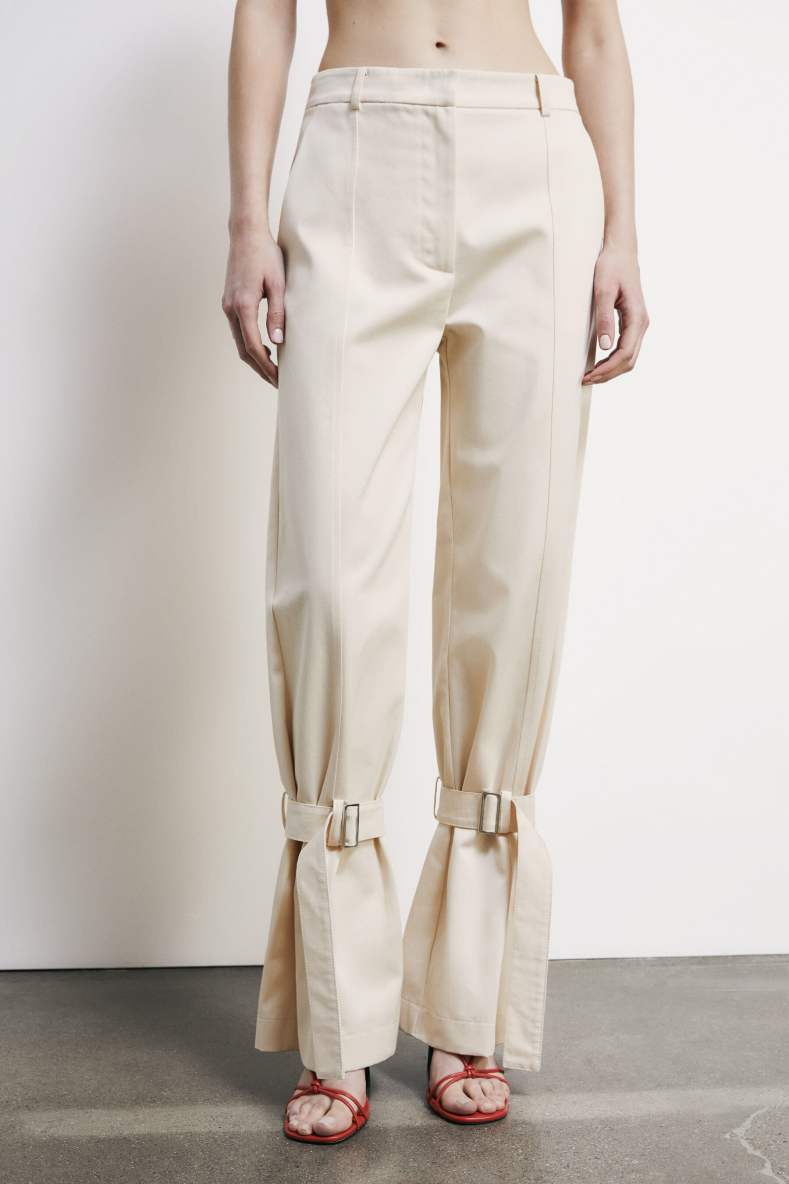 Cotton pants with strap, White, Patrizia Pepe